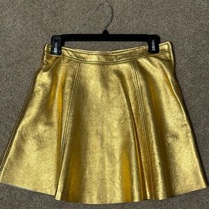 LoveShackFancy gold metallic mini skirt